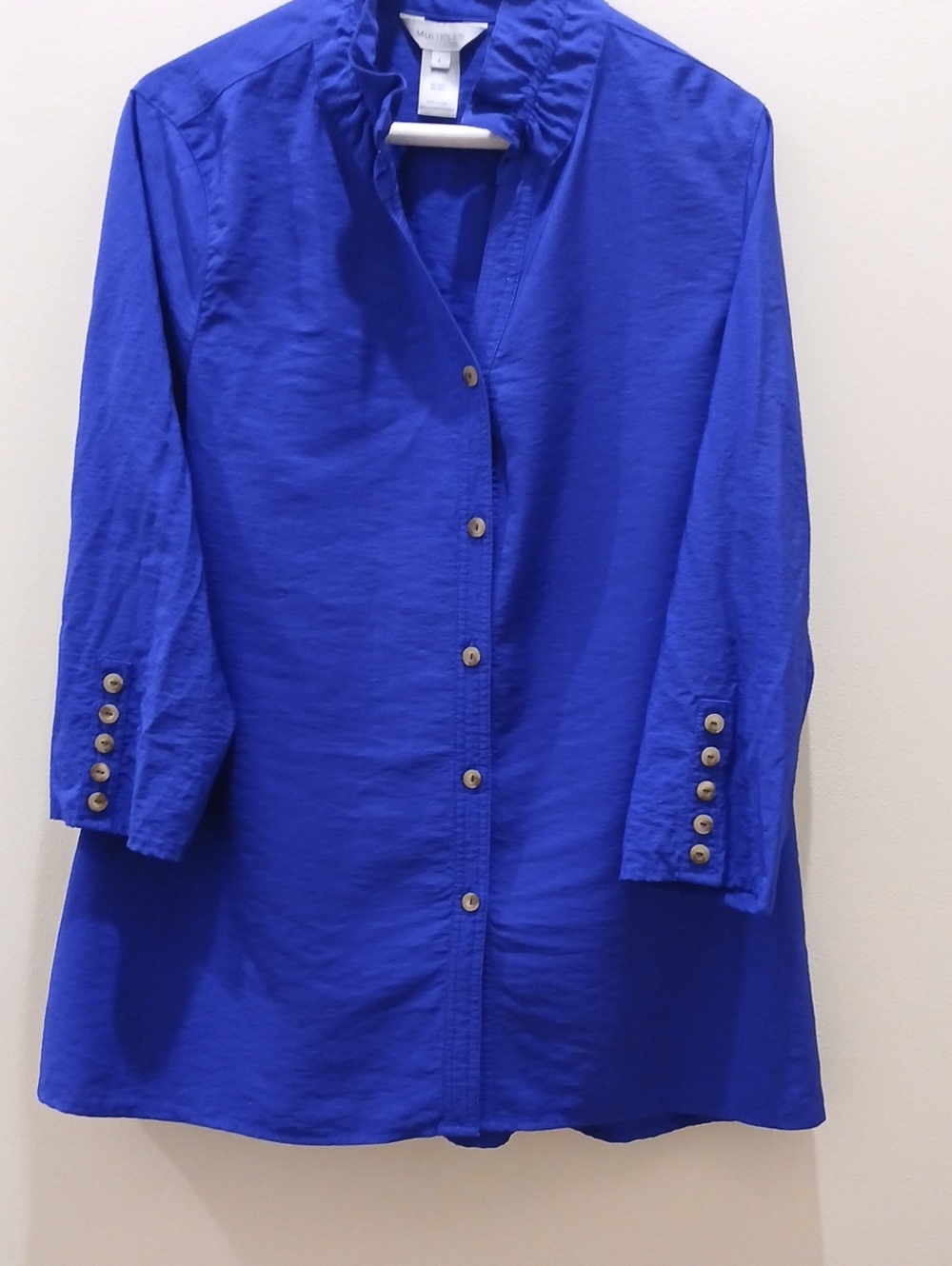 Multiples Royal Blue Button-Front Women's Shirt